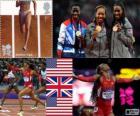 Лёгкая атлетика женщин 400 м подиум, Саня Ричардс-Росс (Соединенные Штаты), Кристина Ohurougu (Соединенное Королевство) и Диди Троттер (Соединенные Штаты), Лондон-2012
